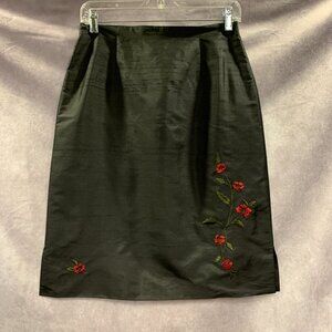 Petite Sophisticate Embroidered Silk Skirt